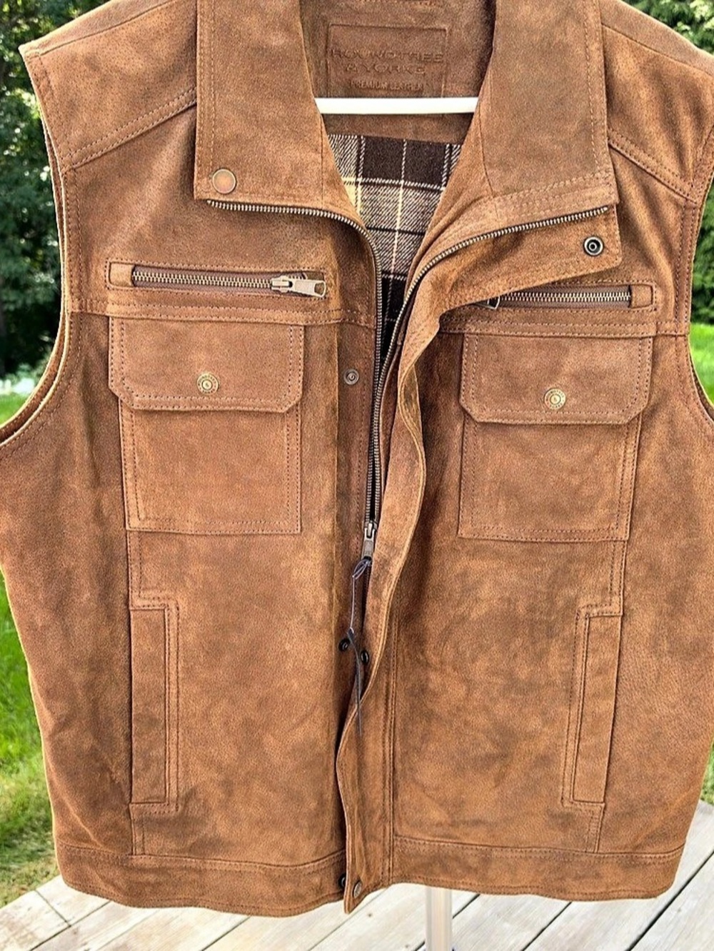 Roundtree & Yorke Genuine Suede Leather Vest Brown XL NWT